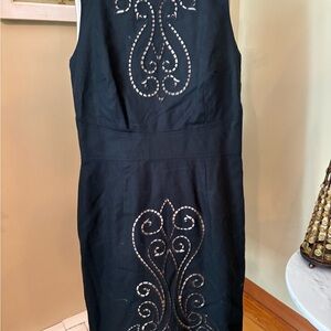 Maggy London Black Midi Dress with Silver Embellishments